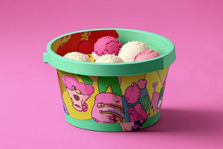 круглое ведерко с мороженым