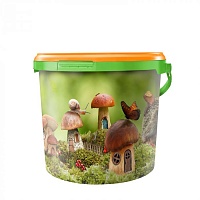 дачное ведро 5 литров,  декорированное этикеткой (грибы)