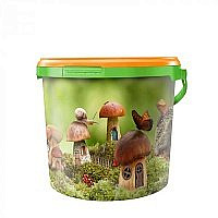 дачное ведро 5 литров,  декорированное этикеткой (грибы)