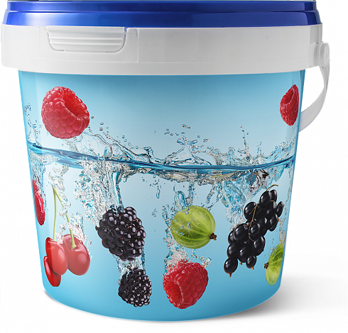 дачное ведро 1 литр,  декорированное этикеткой (ягоды)