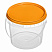 прозрачное ведро 0,365 л с оранжевой крышкой