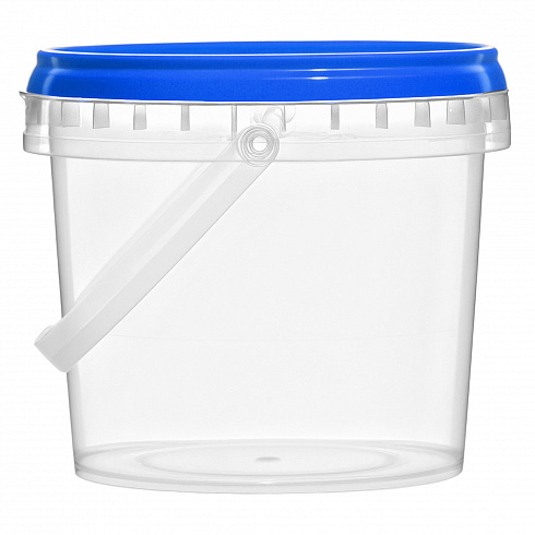 прозрачное ведро 0,365 л с синей крышкой