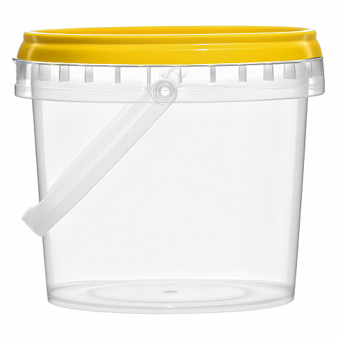 прозрачное ведро 0,365 л с желтой крышкой