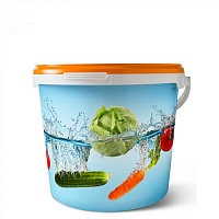 дачное ведро 5 литров, декорированное этикеткой (овощи)