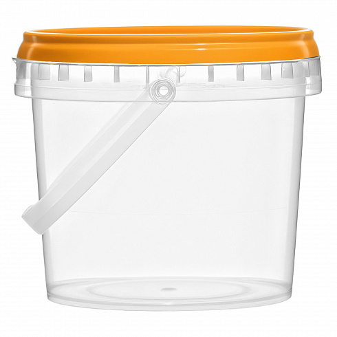прозрачное ведро 0,365 л с оранжевой крышкой