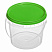 прозрачное ведро 0,365 л с зеленой крышкой
