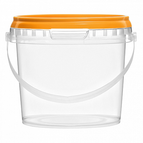 прозрачное ведро 0,365 л с оранжевой крышкой