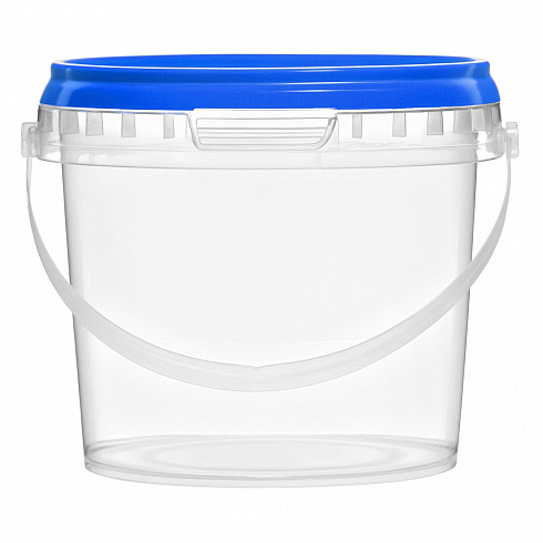прозрачное ведро 0,365 л с синей крышкой