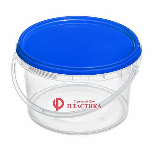 прозрачное ведро 2,6 л с синей крышкой