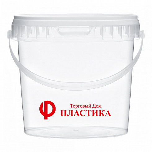 прозрачное ведро 0,86 л с белой крышкой