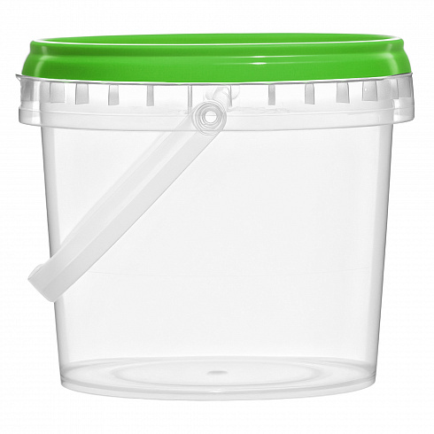 прозрачное ведро 0,365 л с зеленой крышкой