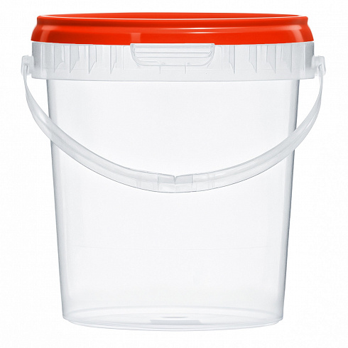 прозрачное ведро 0,85 л с красной крышкой