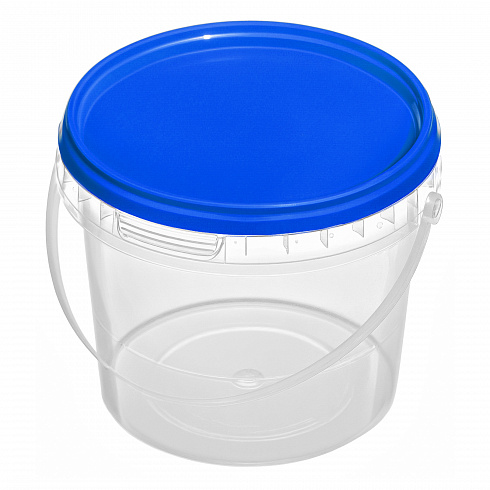 прозрачное ведро 0,365 л с синей крышкой